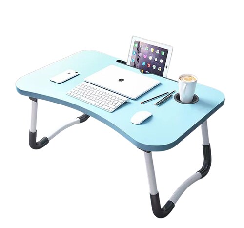 Mesa De Servicio Plegable Hogar Resistente Color Azul