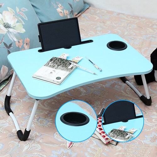 Mesa De Servicio Plegable Hogar Resistente Color Azul
