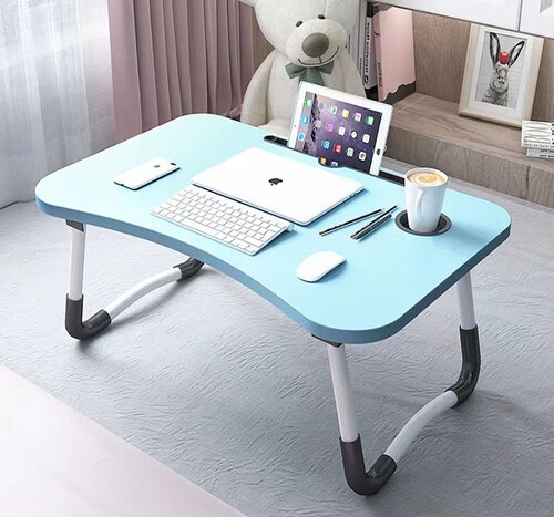 Mesa De Servicio Plegable Hogar Resistente Color Azul