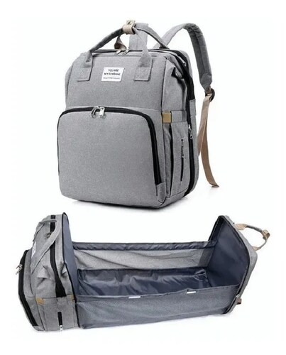 Mochila Impermeable Multifunción 5 En 1 Para Pañales Plegable Gris