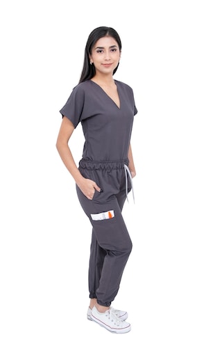 Pijama Quirúrgica Gris Oxford Jogger Antifluidos Dama