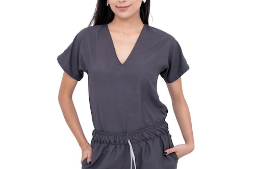 Pijama Quirúrgica Gris Oxford Jogger Antifluidos Dama