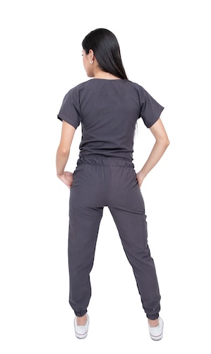 Pijama Quirúrgica Gris Oxford Jogger Antifluidos Dama