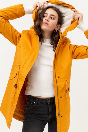 Love Tree Talla Mediana/M Chamarra Ligera Capucha Anorak Parka Semi Impermeable color Mostaza