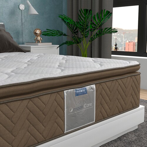 Colchón y Box King Size Leyen Nova Restonic Ortopédico Con