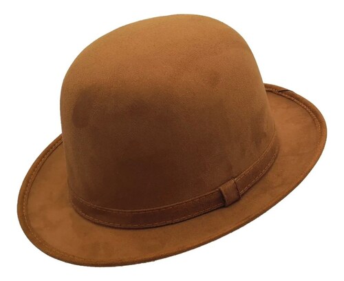 Sombrero Unisex Elegante Tipo Bombín Gamuza Hípster De Vestir Formal Tabaco