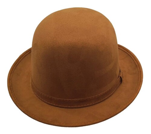 Sombrero Unisex Elegante Tipo Bombín Gamuza Hípster De Vestir Formal Tabaco