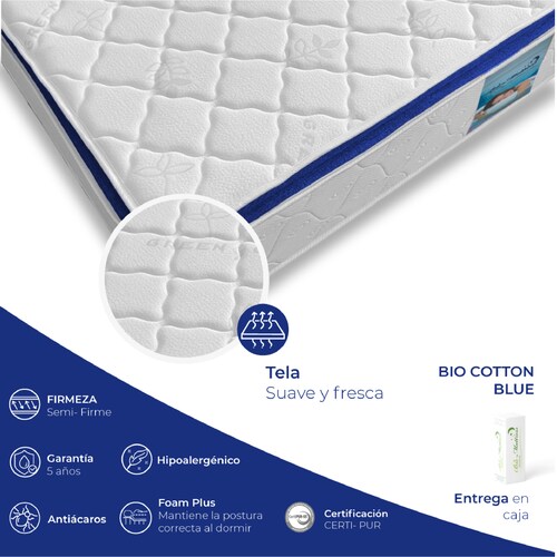 Colchón Queen Size Blue Cotton Foam Plus Bio Mattress