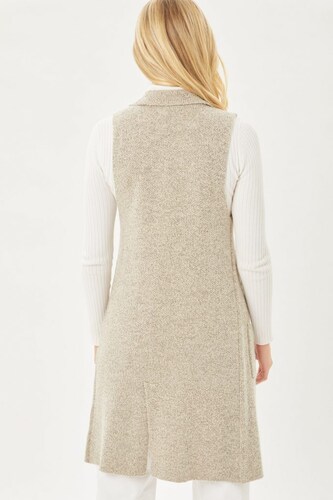 Cardigan Largo Sin Mangas Chaleco Sueter  Love Tree Talla Grande color Avena