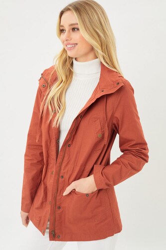 Love Tree Talla Grande/L Chamarra Ligera Con Capucha Detalles A Cuadros Chaqueta Color Oxido