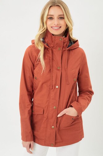 Love Tree Talla Grande/L Chamarra Ligera Con Capucha Detalles A Cuadros Chaqueta Color Oxido