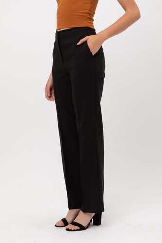 Love Tree Talla Grande/L Pantalon Largo Cierre Bolsas Boton Escondido color Negro