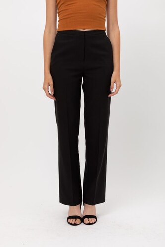 Love Tree Talla Grande/L Pantalon Largo Cierre Bolsas Boton Escondido color Negro