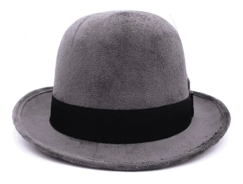 Sombrero Unisex Bombín Gamuza Retro Hípster Elegante Vintage Resorte Pluma Gris Oscuro
