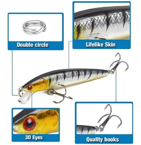 Señuelos Para Pesca En Río Con Diseño De Piscardo 10 Uds