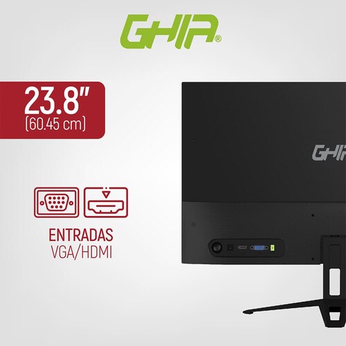 Monitor LED de 23.8'', Ghia MG2421, Full HD 1920 x 1080, VGA/HDMI, 75 Hz, con Bocinas Integradas, Negro