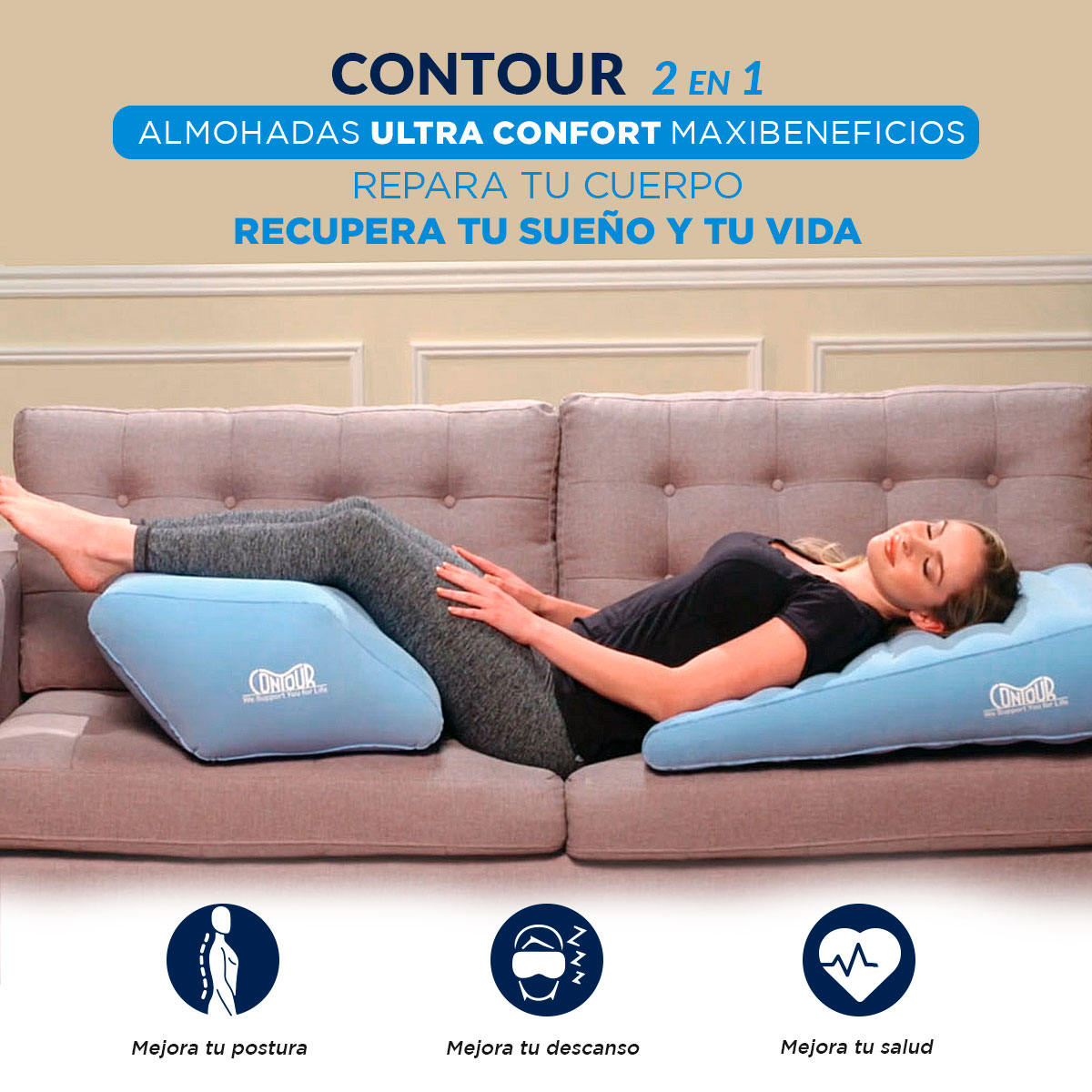 Kit 2 Almohadas Ortop dicas para Piernas y Espalda Wow Sleep