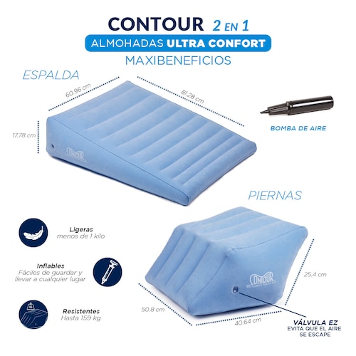 Almohadas Ortopédicas para Piernas y Espalda Wow Sleep  Contour 2 en 1 Maxibeneficios.