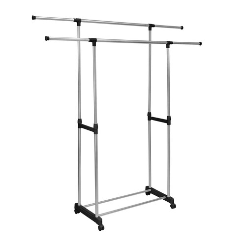 Perchero Rack Doble Organizador Movil para Ropa Lavanderia