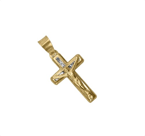 Dije Cruz Cristo Oro Sólido 10k Para Niño + Cadena Regalo.