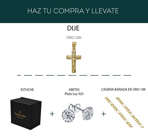 Dije Cruz Cristo Oro Sólido 10k Para Niño + Cadena Regalo.