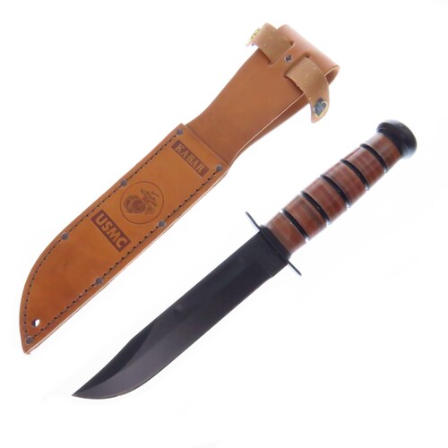 Ka1217 Kabar Usmc Full Plain Leather Alto Carbon Funda De Piel