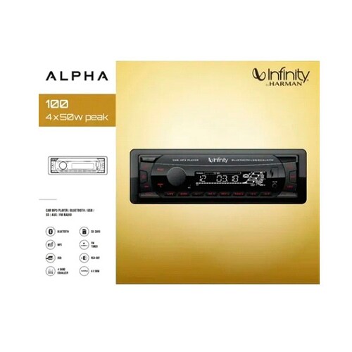 AUTO ESTÉREO INFINITY ALPHA BLUETOOTH USB AUX + BOCINAS JBL STAGE1621