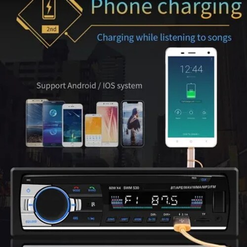 Reproductor Autoestéreo Usb Auxiliar Bluetooth 1din Estéreo