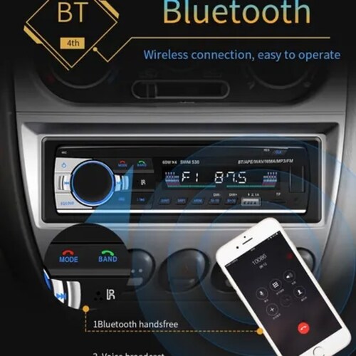 Reproductor Autoestéreo Usb Auxiliar Bluetooth 1din Estéreo