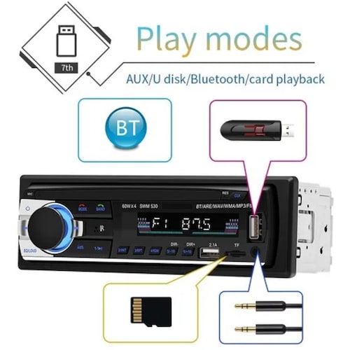 Reproductor Autoestéreo Usb Auxiliar Bluetooth 1din Estéreo