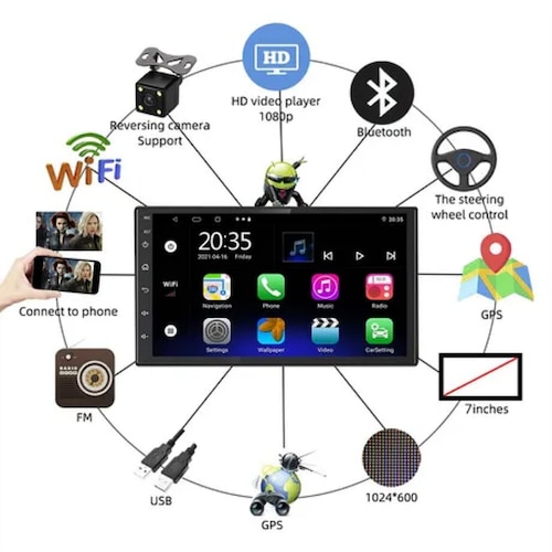 7 Pulgadas Coche Estereo Android Gps Doble Din Con Camara