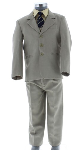 Traje de Vestir Niño Tres Piezas Color Beige 2896 4 a 18 Años.