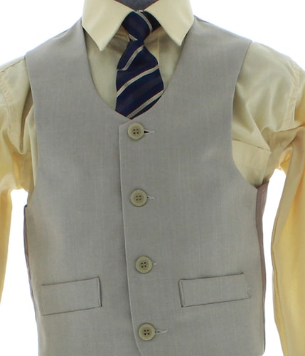 Traje de Vestir Niño Tres Piezas Color Beige 2896 4 a 18 Años.