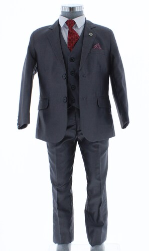 Traje de Vestir Niño Tres Piezas Color Gris 2912 1 a 16 Años.