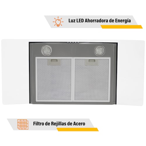 Campana Extractora  Cristal Templado 90 cm Acero Inoxidable Cocina Pared Gutstark