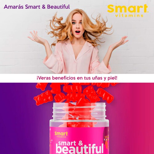 SMART & BEAUTIFUL- Suplemento en gomitas Originales Pelo, uñas y piel más fuertes y sanos 70 gomitas Smart Vitamins