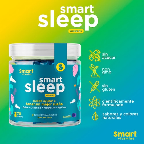 SMART SLEEP- Suplemento en gomitas Originales, Disfruta un sueño profundo y reparador 70 gomitas Smart Vitamins