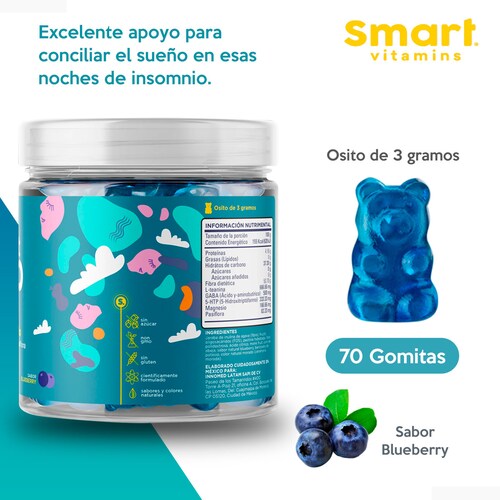 SMART SLEEP- Suplemento en gomitas Originales, Disfruta un sueño profundo y reparador 70 gomitas Smart Vitamins