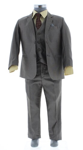 Traje de Vestir Niño Tres Piezas Color Cafe 2926 4 a 18 Años.