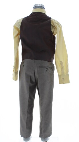 Traje de Vestir Niño Tres Piezas Color Cafe 2926 4 a 18 Años.
