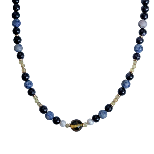 Collar Ámbar Y Venturina Azul