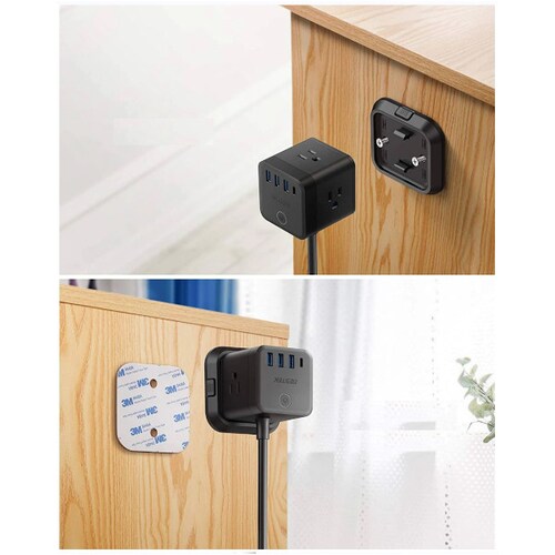 BESTEK Regleta de alimentación montable en cubo vertical de 3 salidas