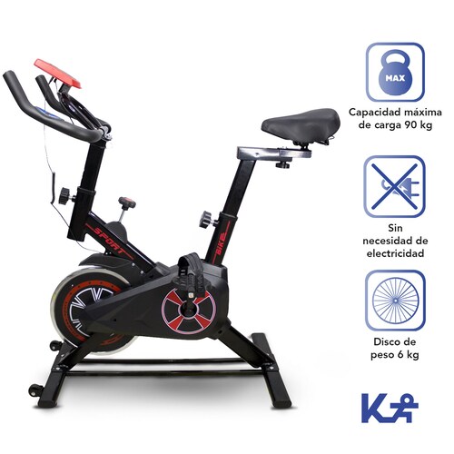 Bicicleta Spinning Fitness Estatica De Ejercicio Hogar Gym Negro/Rojo