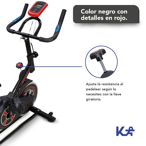 Bicicleta Spinning Fitness Estatica De Ejercicio Hogar Gym Negro/Rojo
