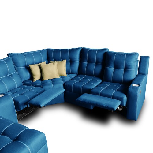 Sala Toronto c/ Chaise Extra Ancho/ 02 reclinables/ Tela Michell Navy // ENTREGA EN CDMX Y ZONA METROPOLITANA.