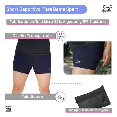 Short Deportivo Mujer, Chico/Mediano, Short de Licra para Mujer de Algodón,  Lila Red Baboon Modelo Spart, Shorts Deportivos para Mujer Licra Flexible.