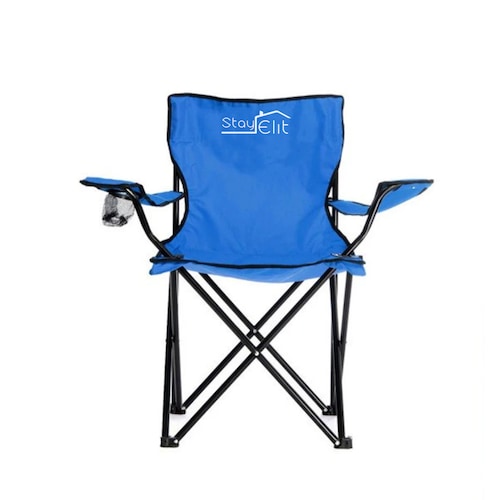 Silla Plegable Playa Camping Incluye Funda Y Portavaso Azul