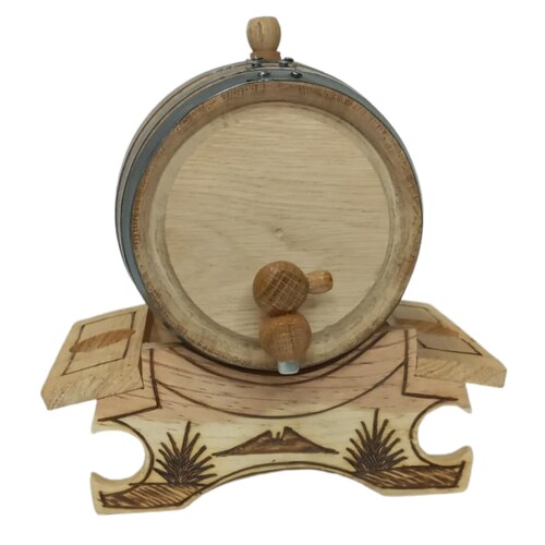 Barrica de roble 2L personalizable para reposar Tequila con base copera