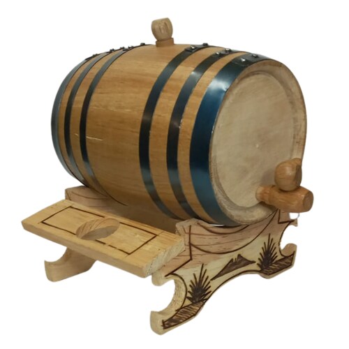 Barrica de roble 2L personalizable para reposar Tequila con base copera