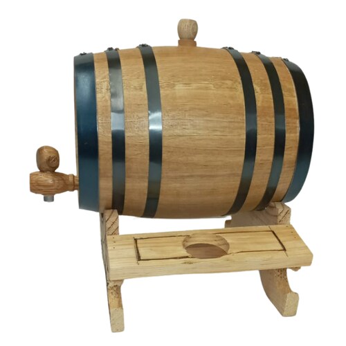 Barrica de roble 2L personalizable para reposar Tequila con base copera